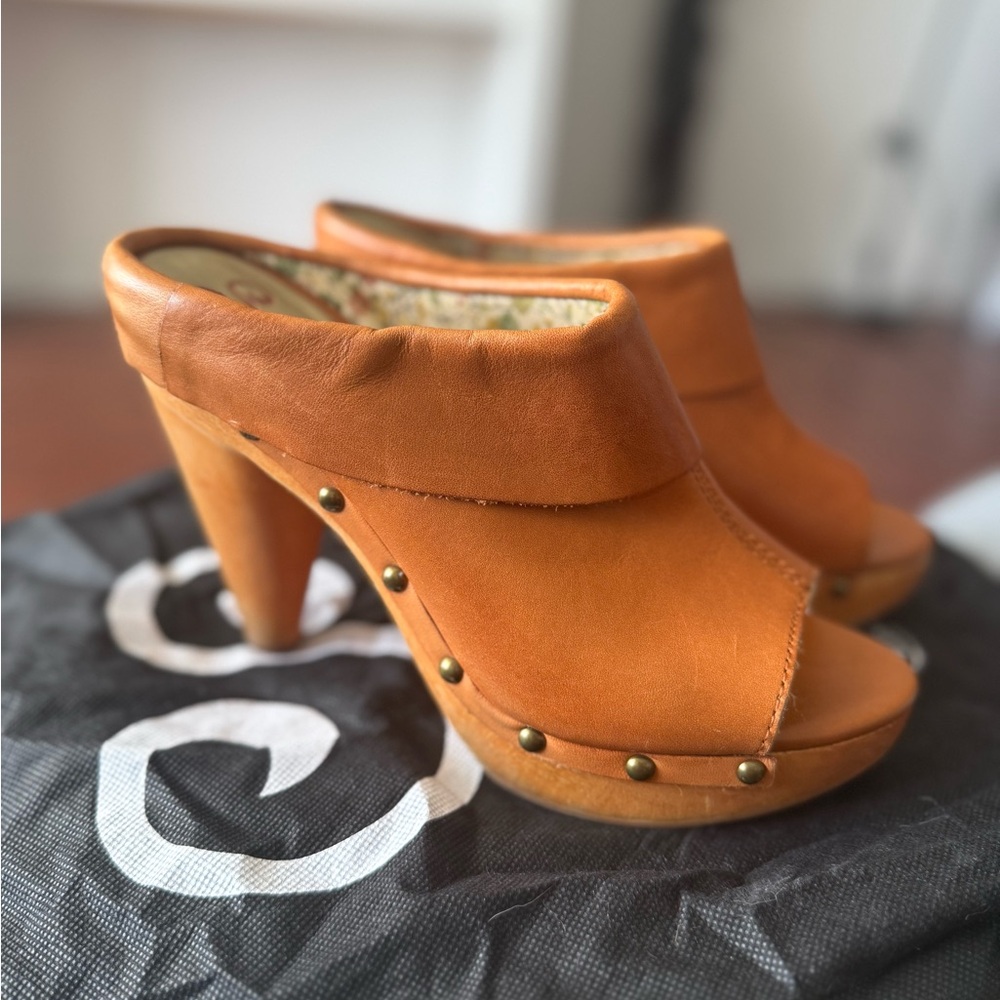 Seychelles.Stylish  Leather wooden Women's Clogs slides